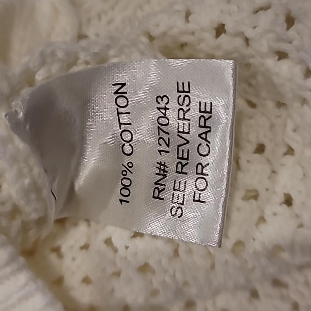 Soft As A Grape Open Knit with Lace-Up Detail Sweater Warm White Medium - Picture 10 of 13